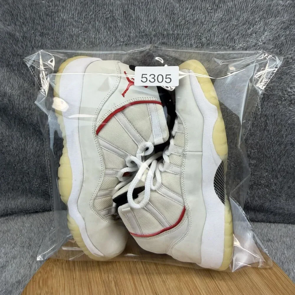 Jordan Air Jordan 11 Retro Shoes Boys Size 7Y White Red Basketball 378038-016